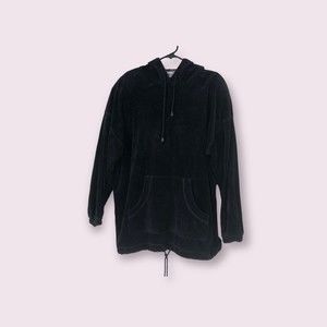 Vintage White Stag Velour Hoodie SZ M w/Drawstring Neck & Hem Kangaroo Pocket